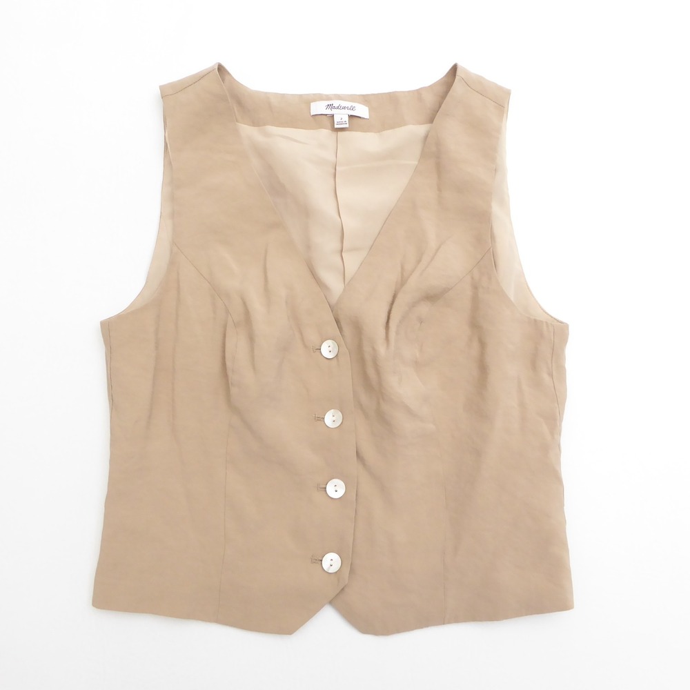 Madewell Katrina Womens Vest Tan Modal Blend Button Up NM422 Size 2